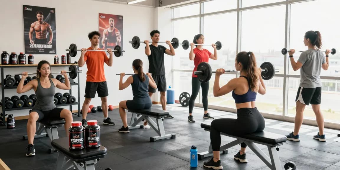 Prime Pharma Steroids zichtbaar in moderne sportschool met fitnesstraining.