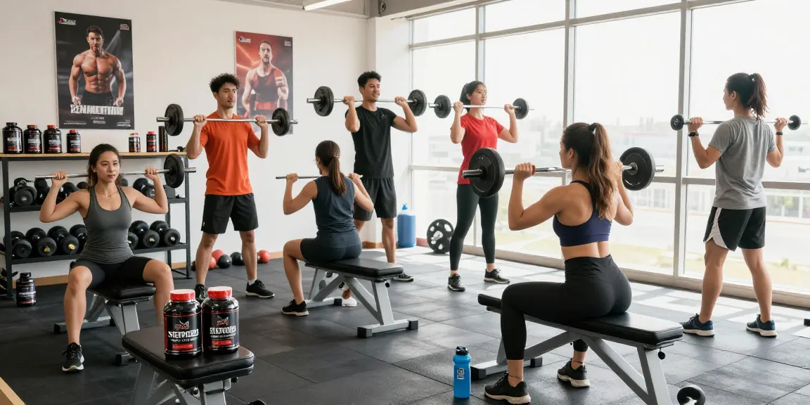Prime Pharma Steroids zichtbaar in moderne sportschool met fitnesstraining.