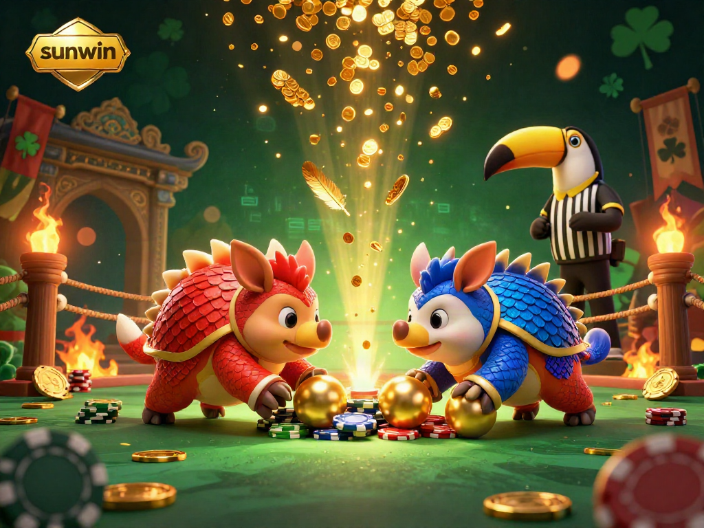 Experience thrilling gameplay at sunwin with playful pangolins and vibrant casino elements.