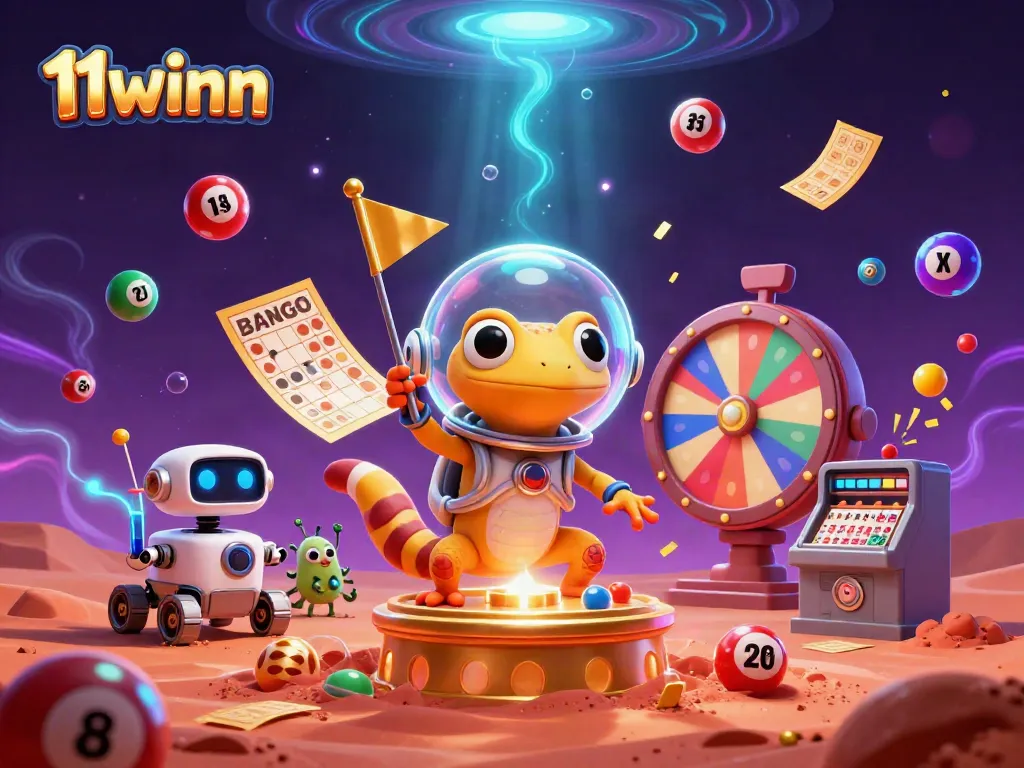 Engage in thrilling play at 11winn with vibrant casino imagery and dynamic lottery elements.