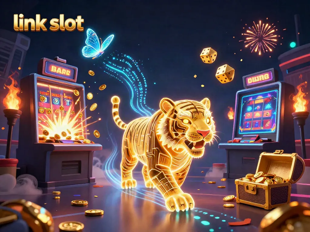 Experience excitement with link slot as golden tiger prowls a dazzling digital casino.